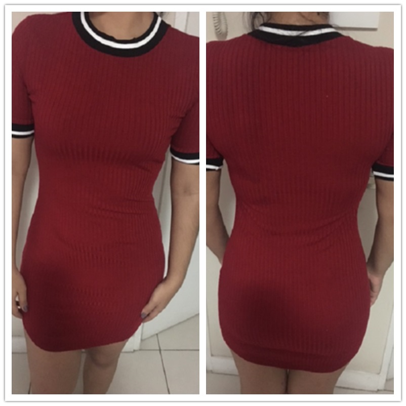 COLROVIE-Casual-Dresses-for-Woman-Korean-Fashion-Women-Fall-Dresses-Burgundy-Striped-Trim-Ribbed-Kni-32757805806