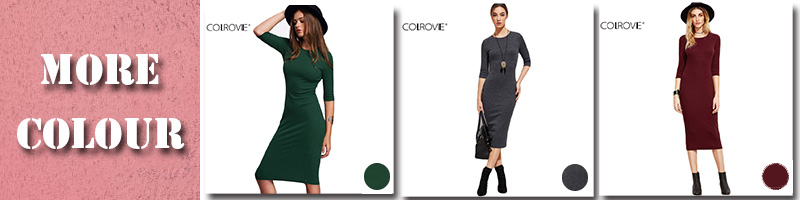 COLROVIE-Casual-Dresses-for-Woman-Work-Dress-Designer-Vintage-Dresses-Heather-Grey-Half-Sleeve-Casua-32774834939