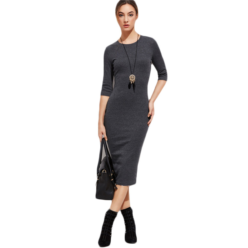 COLROVIE-Casual-Dresses-for-Woman-Work-Dress-Designer-Vintage-Dresses-Heather-Grey-Half-Sleeve-Casua-32774834939