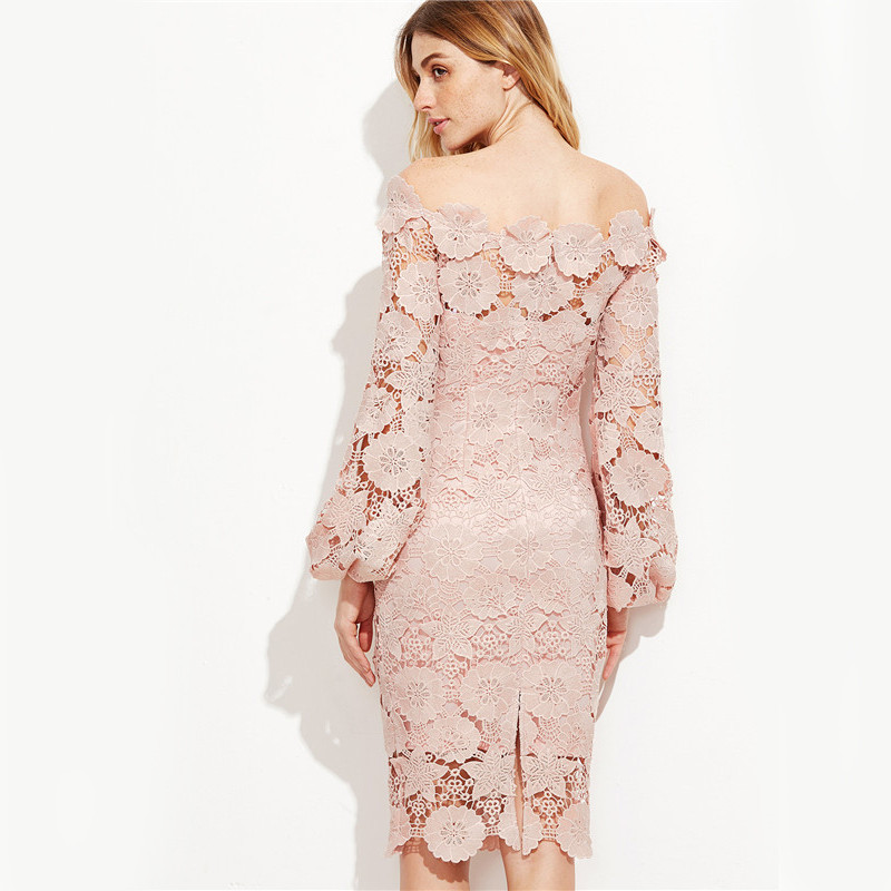 COLROVIE-Elegant-Dress-Women-Pink-Embroidered-Lace-Overlay--Long-Sleeve--Off-The-Shoulder--Knee-Leng-32771602898