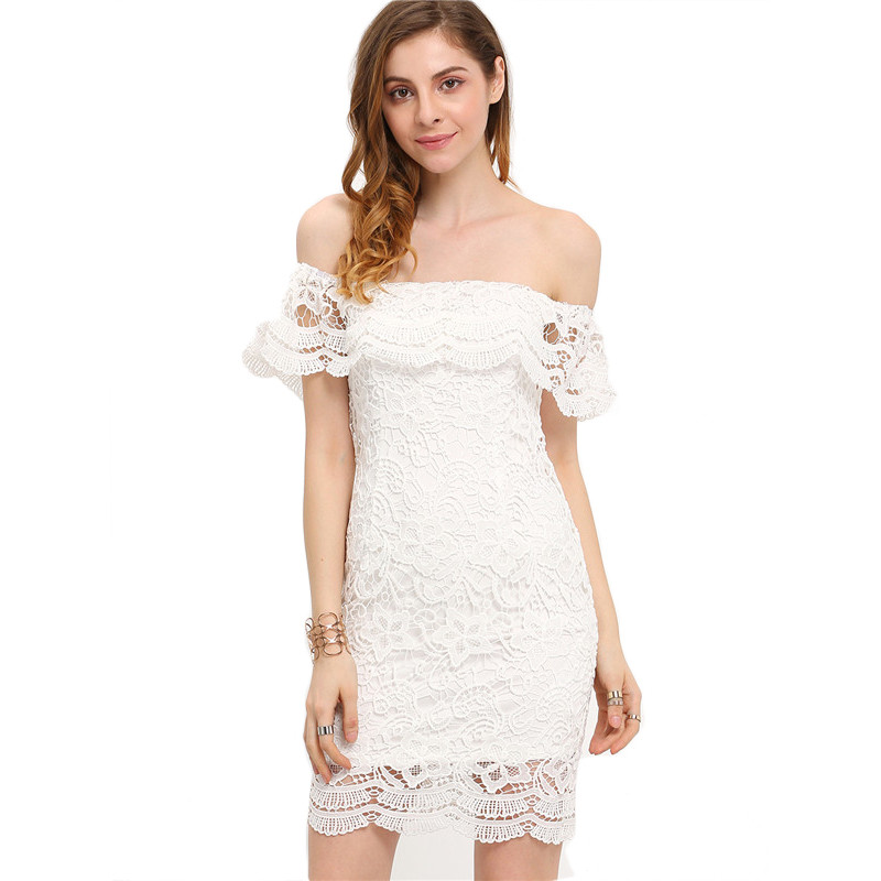 COLROVIE-Summer-Style-Sexy-Women-Mini-Dresses-White-Off-the-Shoulder-Short-Sleeve--Strapless-Lace-Ru-32683258535