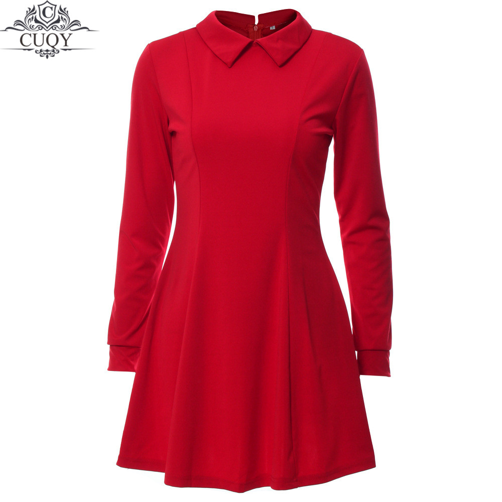 CUQY-2017-New-Arrival-Solid-Cute-Mini-Ladies-Dress-Peter-Pan-Collar-School-Preppy-Style-Dresses-Zipp-32791594810