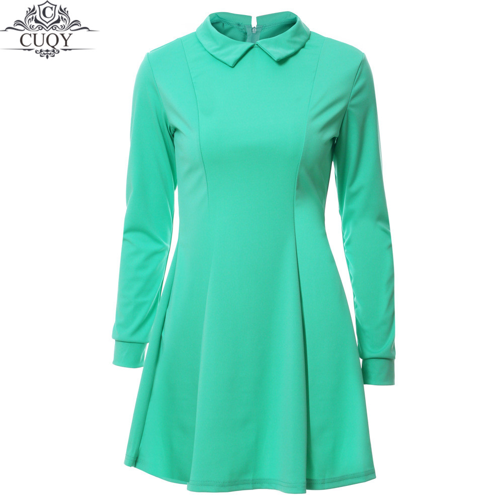 CUQY-2017-New-Arrival-Solid-Cute-Mini-Ladies-Dress-Peter-Pan-Collar-School-Preppy-Style-Dresses-Zipp-32791594810