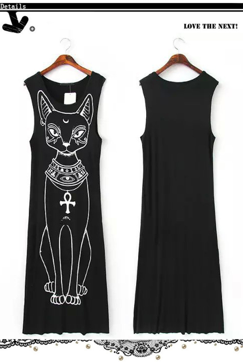 Celebrity-Retro-Dresses-Trendy-Women-Ancient-Egypt-Cat-Star-Print-Casual-Slim-Crewneck-Sleeveless-Lo-32324488610