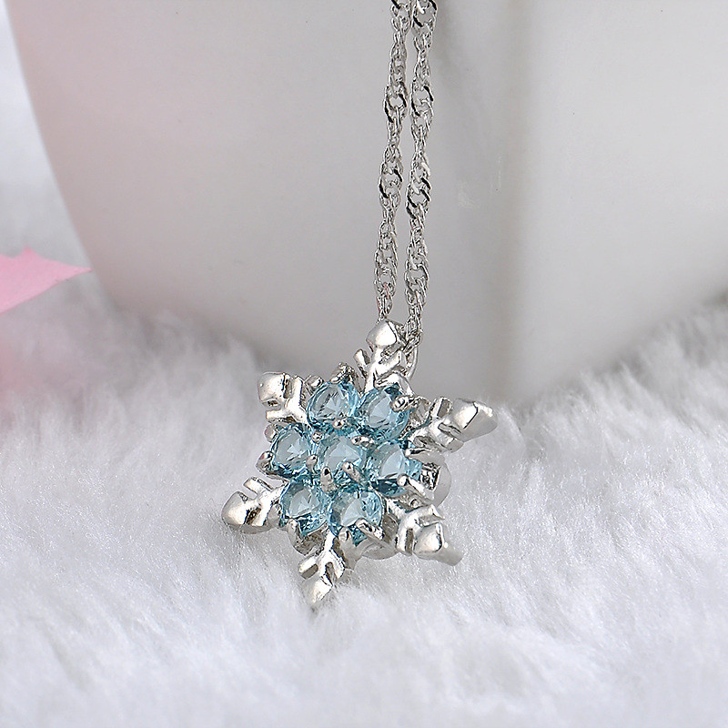 Charm-Vintage-lady-Blue-Crystal-Snowflake-Zircon-Flower-Silver-Necklaces-amp-Pendants-Jewelry-for-Wo-32575728623