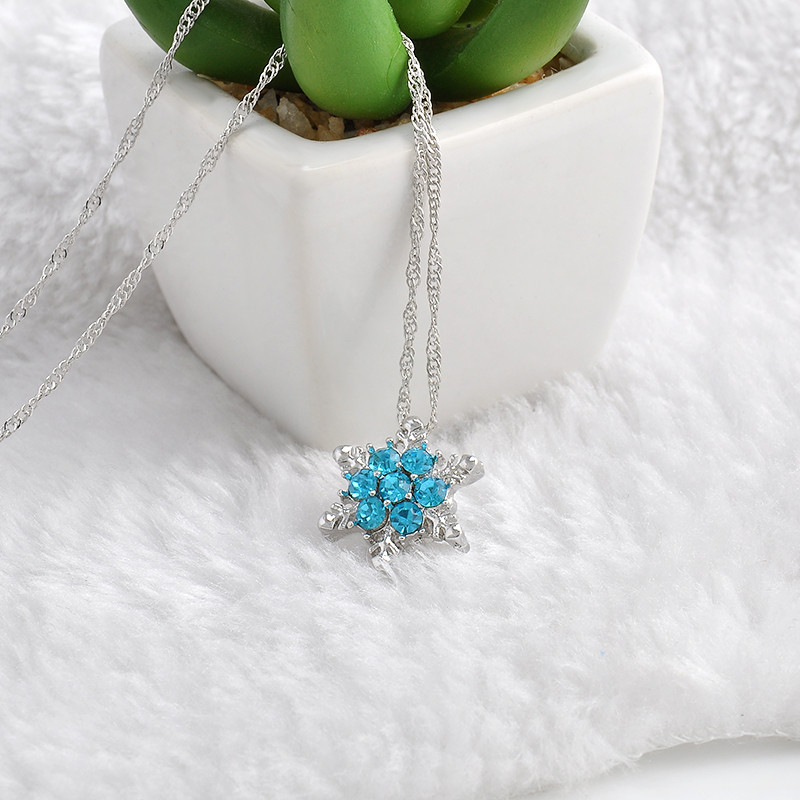 Charm-Vintage-lady-Blue-Crystal-Snowflake-Zircon-Flower-Silver-Necklaces-amp-Pendants-Jewelry-for-Wo-32575728623