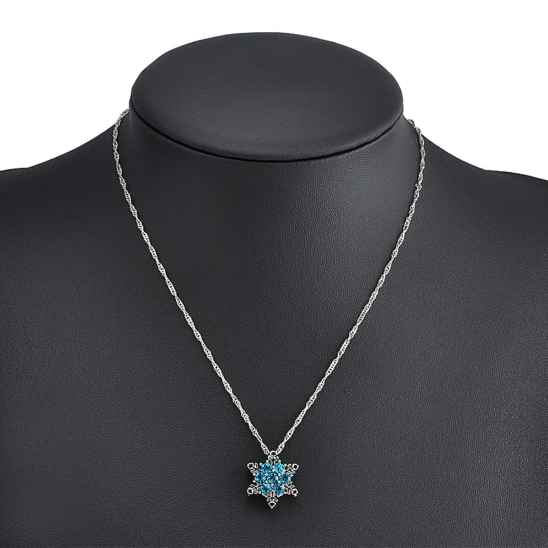 Charm-Vintage-lady-Blue-Crystal-Snowflake-Zircon-Flower-Silver-Necklaces-amp-Pendants-Jewelry-for-Wo-32575728623