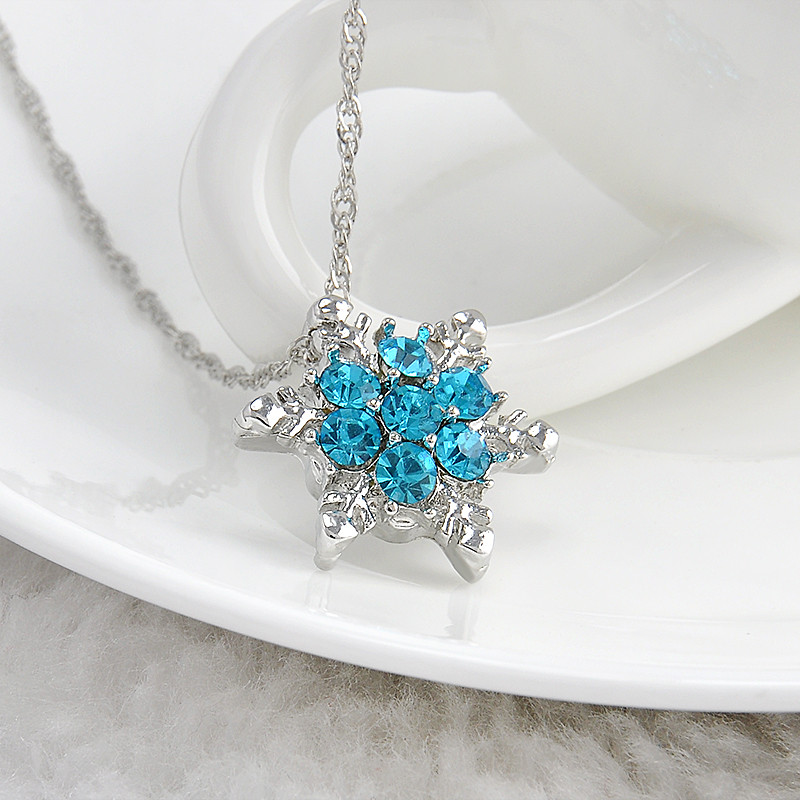 Charm-Vintage-lady-Blue-Crystal-Snowflake-Zircon-Flower-Silver-Necklaces-amp-Pendants-Jewelry-for-Wo-32575728623