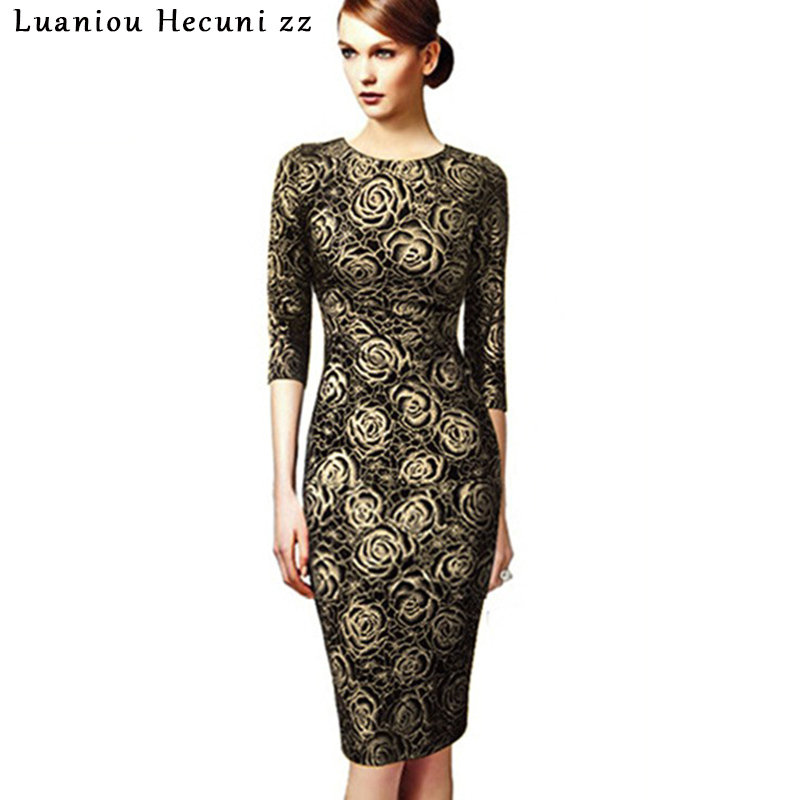 Chu-Ni-Women-Autumn-Elegant-Floral-Print-Dress-Retro-Slim-Work-Office-Business-Wear-Party-Sheath-Fit-32733927471