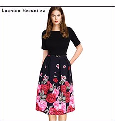 Chu-Ni-Women-Autumn-Elegant-Floral-Print-Dress-Retro-Slim-Work-Office-Business-Wear-Party-Sheath-Fit-32733927471