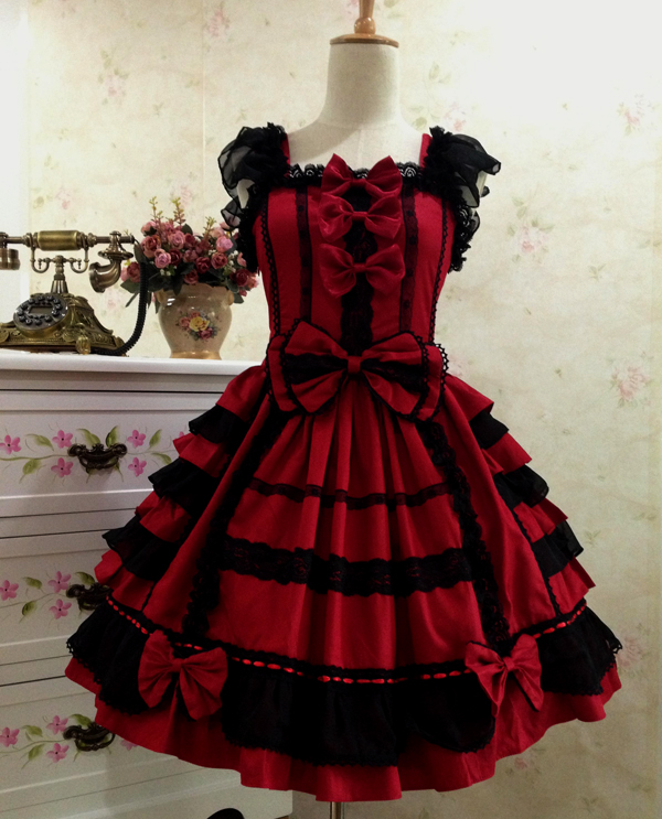 Classic-Lolita-Dress-Women39s-Chiffon-Lace-Vintage-Princess-Layered-Cospay-Lolita-DressJumper-Skirt--32569341200