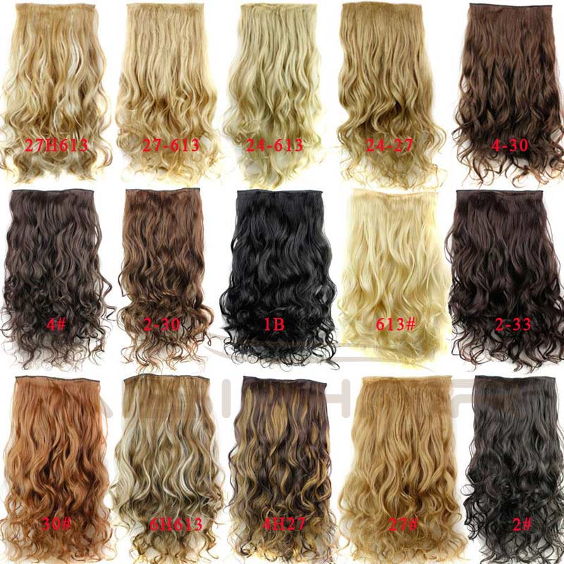 Clip-In-Hair-Extensions-Hairpiece-23inch-58cm-120g-Curly-Wavy-Hair-Extension-Synthetic-Heat-Resistan-32257125448