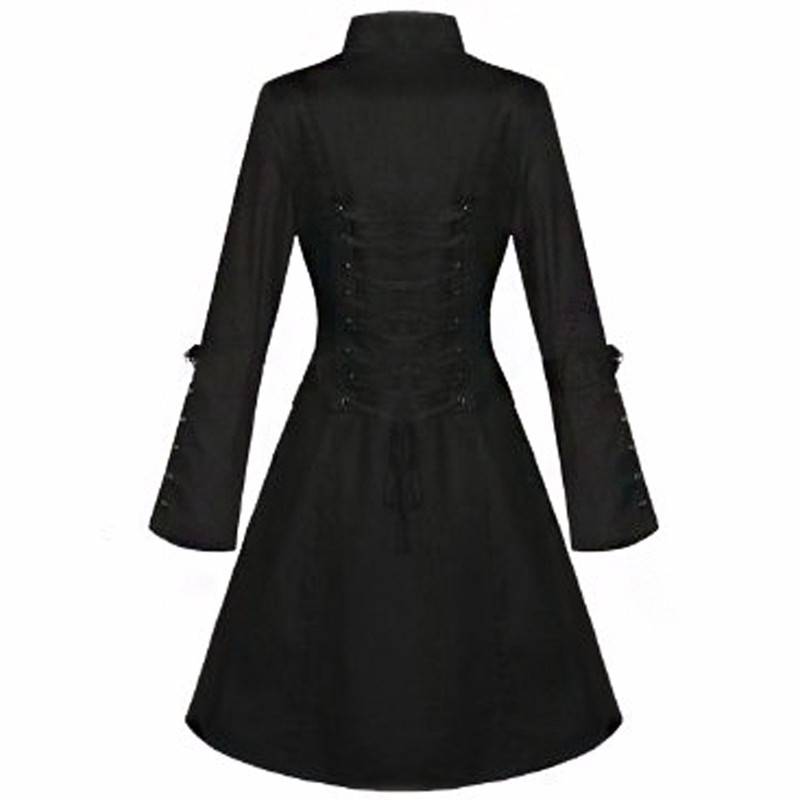 Clocolor-Asymmetric-Black-Coat-Stand-Collar-Long-Sleeve-Women-Overcoat-Elegant-Plain-boule-Breasted--32727075065