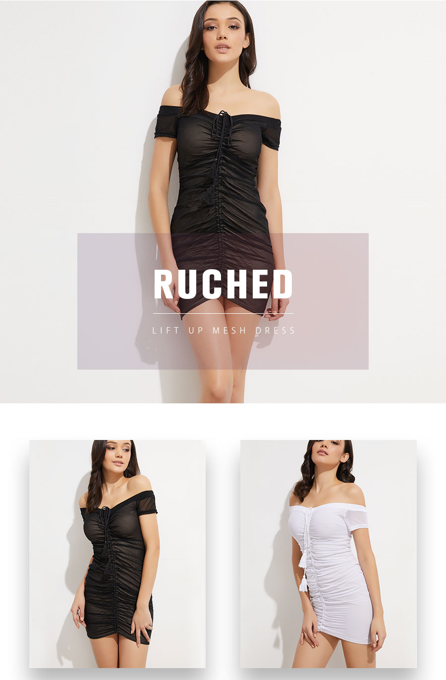 Colysmo-Off-Shoulder-Lift-Up-Drawstring-Ruched-Sheer-Mesh-Dress-Mini-Strapless-Club-Party-Bodycon-Wo-32800298344