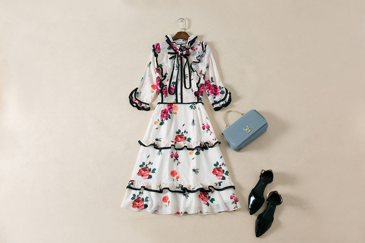 Cute-Dress-2017-Korea-Fashion-Half-Sleeve-White-Flowers-Print-Princess-Women-Summer-Novelty-Slim-Des-32762616090