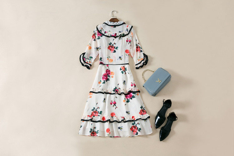 Cute-Dress-2017-Korea-Fashion-Half-Sleeve-White-Flowers-Print-Princess-Women-Summer-Novelty-Slim-Des-32762616090