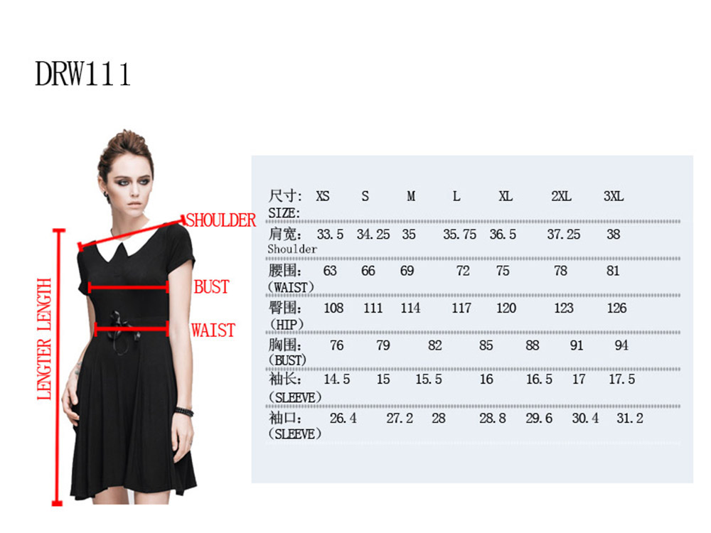 Devil-Fashion-Punk-Rock-Elegant-Simple-Black-Short-Sleeves-Girls-Dresses-Peter-Pan-Collar-Excellent--32773852670