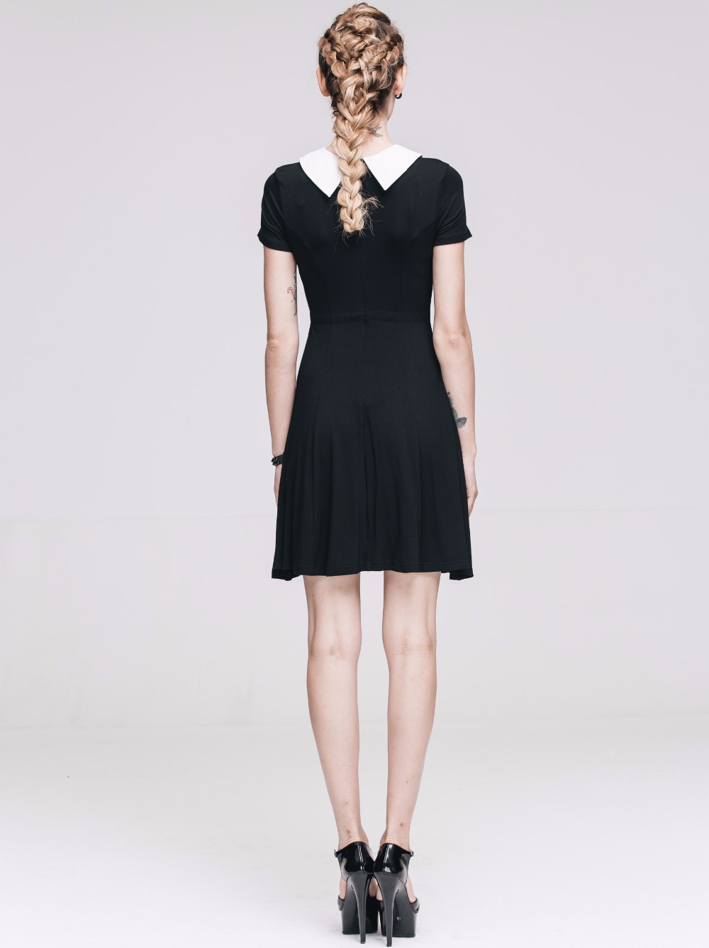 Devil-Fashion-Punk-Rock-Elegant-Simple-Black-Short-Sleeves-Girls-Dresses-Peter-Pan-Collar-Excellent--32773852670