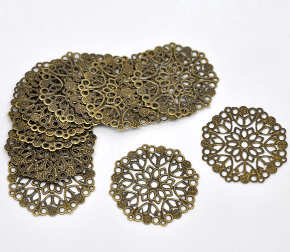 Doreen-Box-Lovely-50-Bronze-Tone-Filigree-Flower-Wraps-Connectors-35mm-B14745-1713171460
