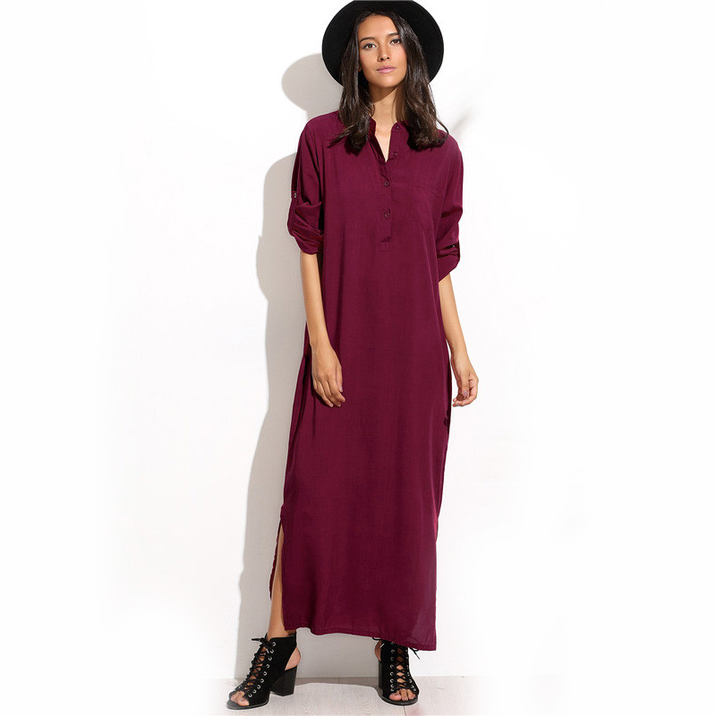 Dotfashion-Plain-Split-Side-Shirt-Dress-Ladies-Autumn-Maxi-Dresses-Plain-Long-Sleeve-Stand-Collar-Bu-32707197309