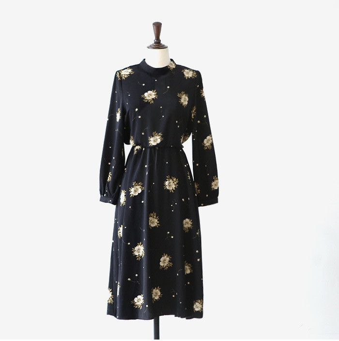 Dress-Women-2017-Autumn-Vintage-Bohemian-Floral-Print-Bow-Sash-Waist-Long-Sleeve-Black-Long-Dress-uk-32722879413