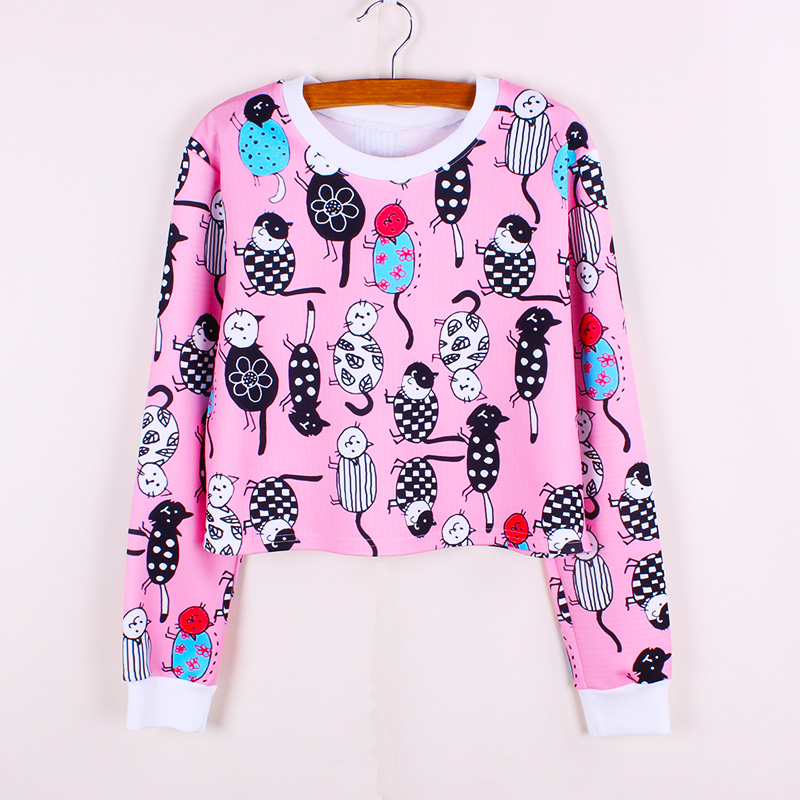 Dressed-Cats-print-girls-cropped-pullover-casual-women39s-sweatshirts-fashion-hip-hop-ladies-tracksu-32735290314