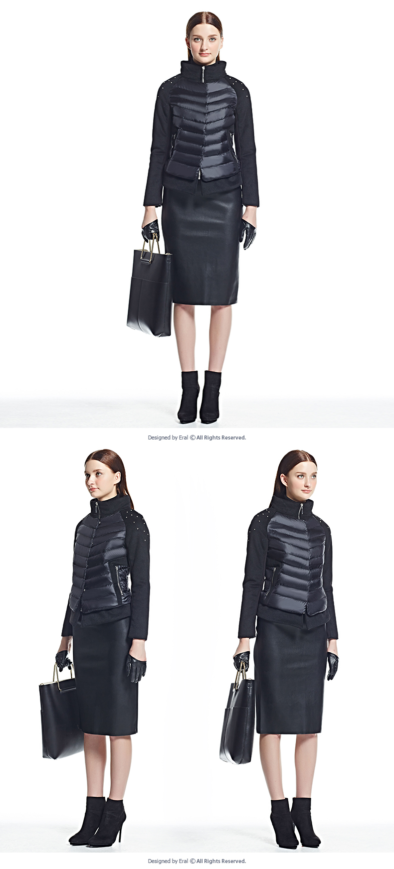 ERAL-2016-Winter-Women39s-Slim-Thick-Faux-Two-Piece-Patchwork-Rivet-Short-Down-Jacket-Female-Coat--E-32408188299