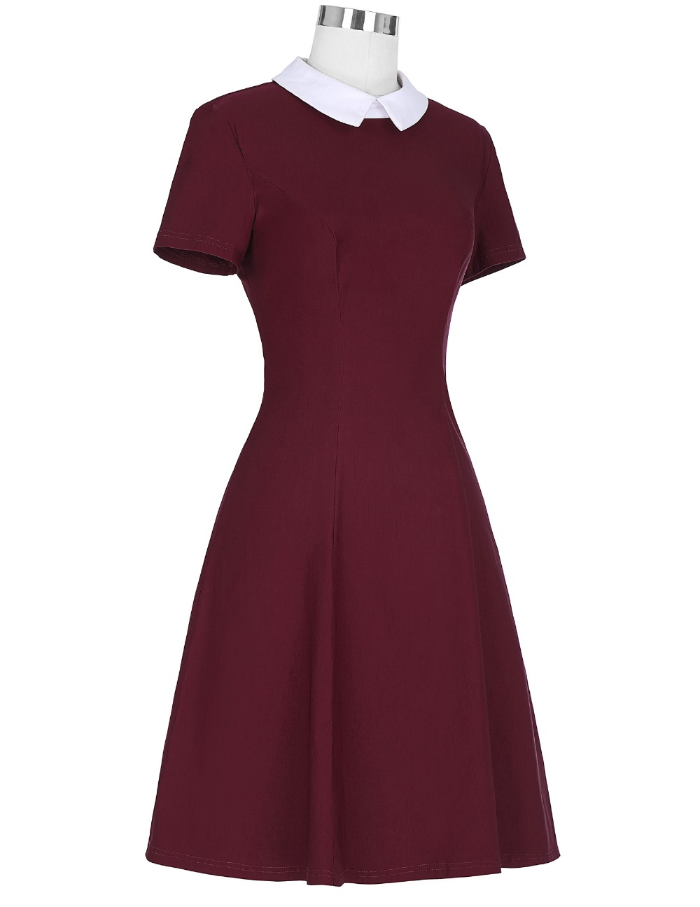 Elegant-Wine-Short-Sleeve-Casual-Work-Sheath-Womens-Elegant-1950s-Vintage-Pinup-Retro-Rockabilly-Kat-32793962221