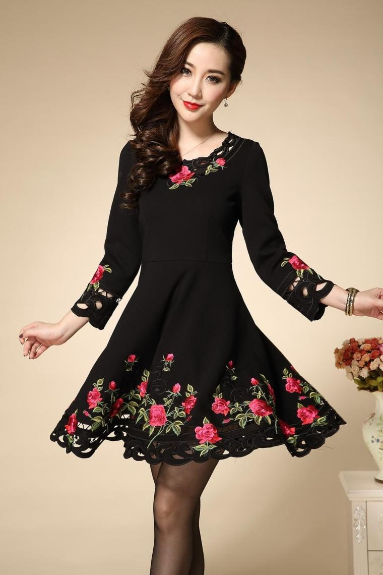 Embroidery-Dress-Flowers-Hollow-out-Plus-Size-XXXL-2016-Fashion-Daily-New-9-Points-Black-Autumn-Dres-32567224809