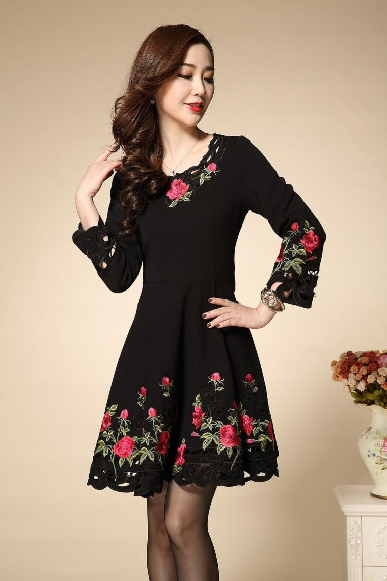 Embroidery-Dress-Flowers-Hollow-out-Plus-Size-XXXL-2016-Fashion-Daily-New-9-Points-Black-Autumn-Dres-32567224809