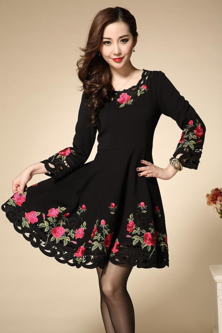 Embroidery-Dress-Flowers-Hollow-out-Plus-Size-XXXL-2016-Fashion-Daily-New-9-Points-Black-Autumn-Dres-32567224809