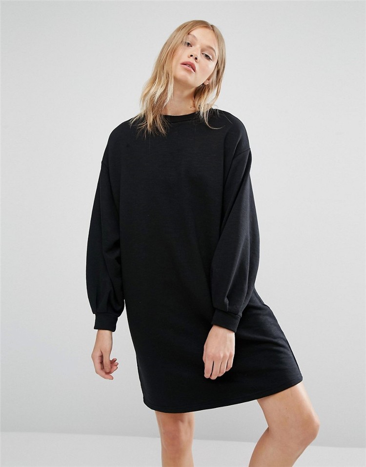 Europe-US-Fashion-New-Autumn-Thick-Fleece-Black-Dresses-for-Women-Loose-Lantern-Sleeve-Winter-Dress--32752072770