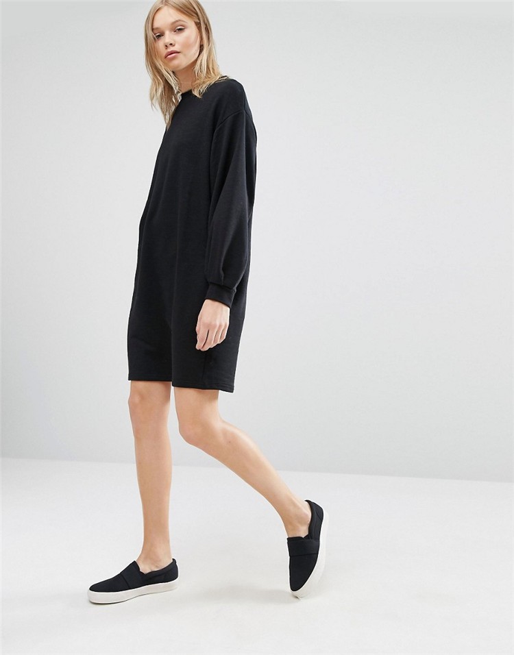 Europe-US-Fashion-New-Autumn-Thick-Fleece-Black-Dresses-for-Women-Loose-Lantern-Sleeve-Winter-Dress--32752072770