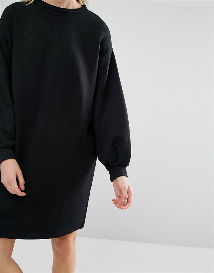 Europe-US-Fashion-New-Autumn-Thick-Fleece-Black-Dresses-for-Women-Loose-Lantern-Sleeve-Winter-Dress--32752072770