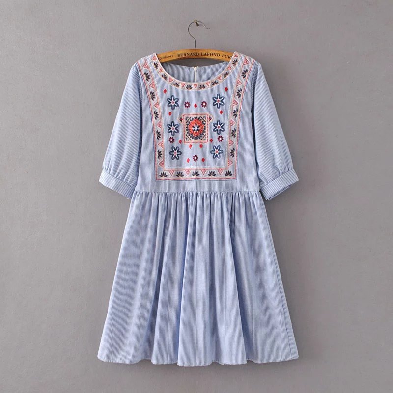 European-2017-Dress-Women-Folk-Retro-Style-Stripe-Floral-Embroidery-Casual-Loose-Vintage-Lantern-Sle-32792709323