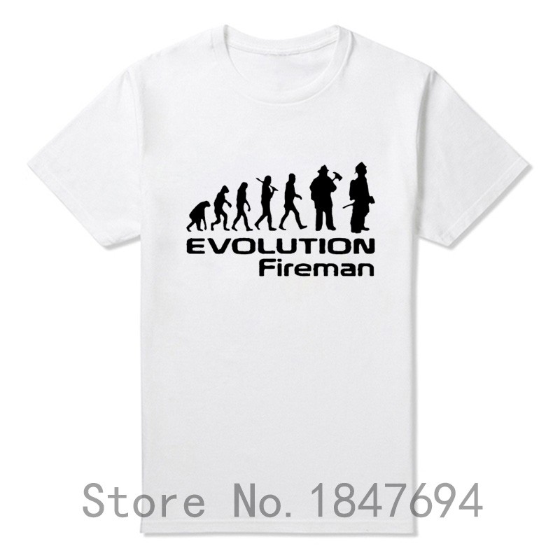 Evolution-Of-A-Fireman-Gift-Firefighter-T-Shirt-T-Shirt-Summer-Style-Short-Sleeve-32485143405