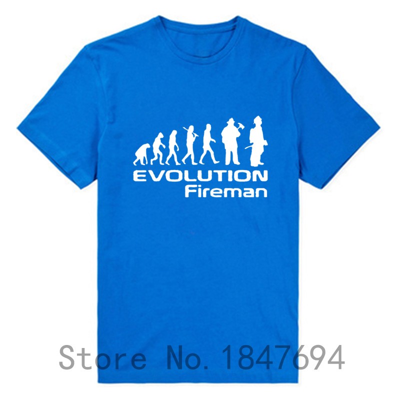 Evolution-Of-A-Fireman-Gift-Firefighter-T-Shirt-T-Shirt-Summer-Style-Short-Sleeve-32485143405