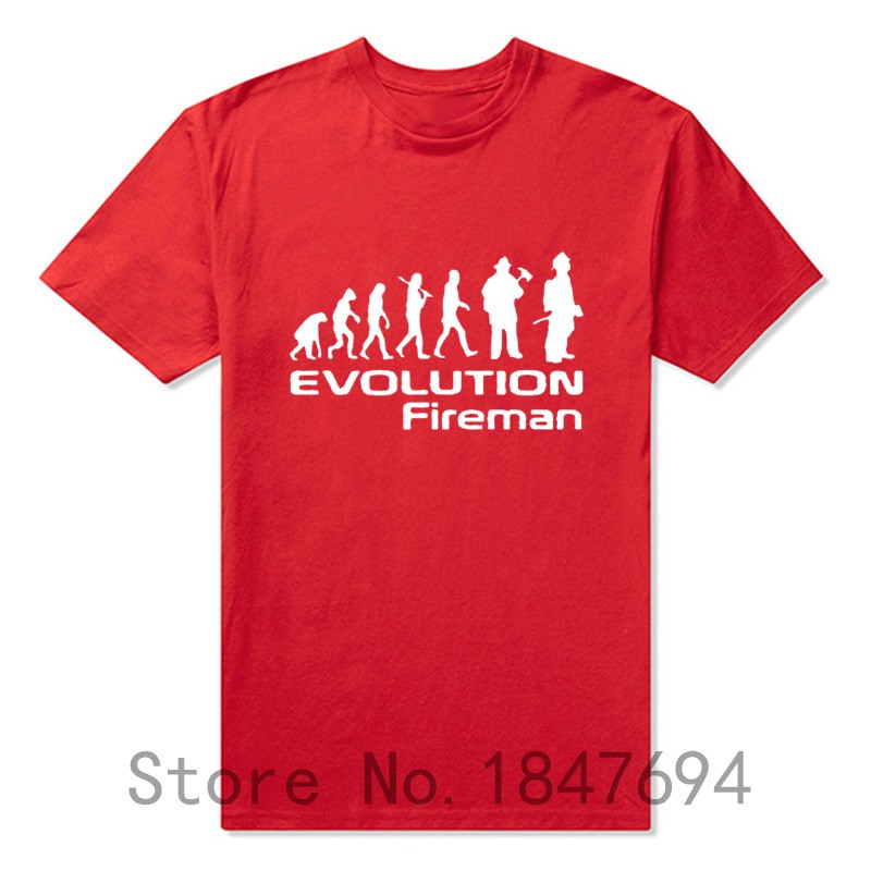 Evolution-Of-A-Fireman-Gift-Firefighter-T-Shirt-T-Shirt-Summer-Style-Short-Sleeve-32485143405