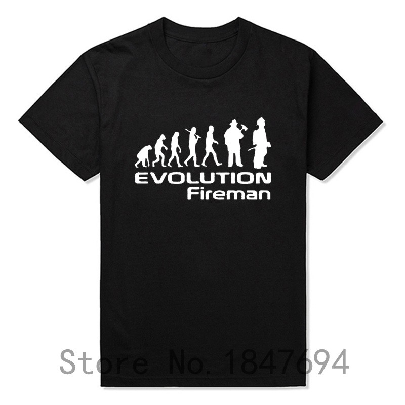 Evolution-Of-A-Fireman-Gift-Firefighter-T-Shirt-T-Shirt-Summer-Style-Short-Sleeve-32485143405