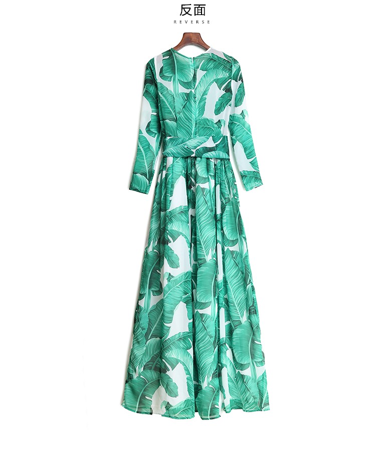 Fashion-2016-Runway-Maxi-Dress-Autumn-New-Women39s-High-Quality-Long-Sleeve-Print-Banana-leaf-Gerrn--32702456857