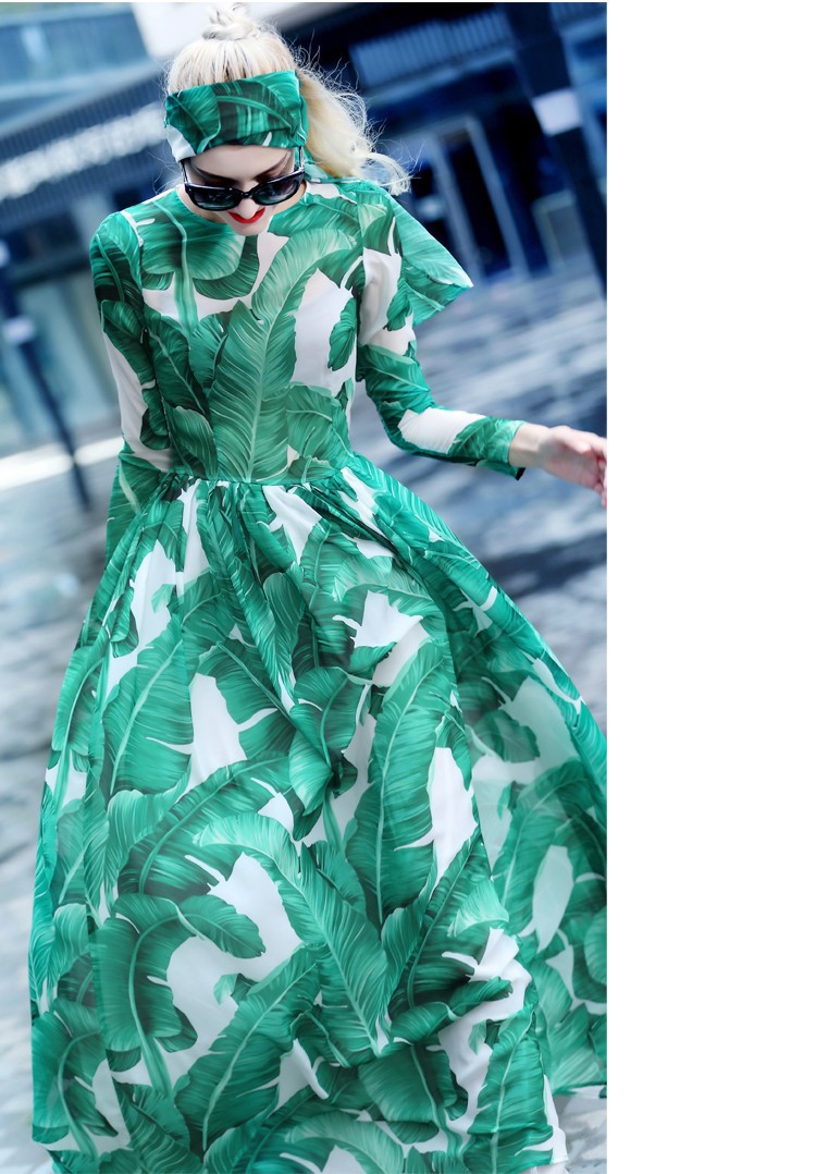 Fashion-2016-Runway-Maxi-Dress-Autumn-New-Women39s-High-Quality-Long-Sleeve-Print-Banana-leaf-Gerrn--32702456857