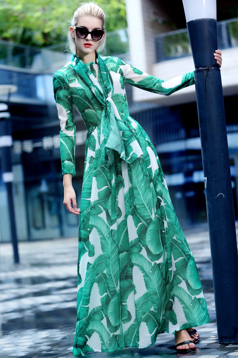Fashion-2016-Runway-Maxi-Dress-Autumn-New-Women39s-High-Quality-Long-Sleeve-Print-Banana-leaf-Gerrn--32702456857