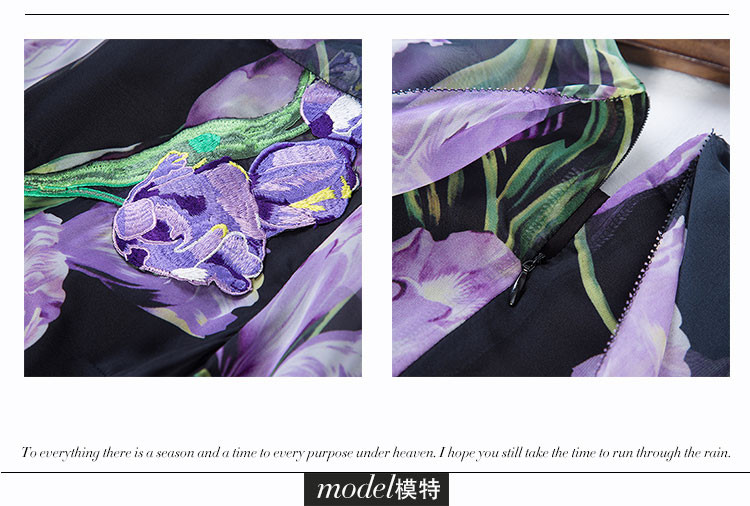 Fashion-Dress-Summer-Spring-New--Women39s-2017-New-Half-Lantern-Sleeve-Purple-Flowers-Printed-Emrboi-32728822483
