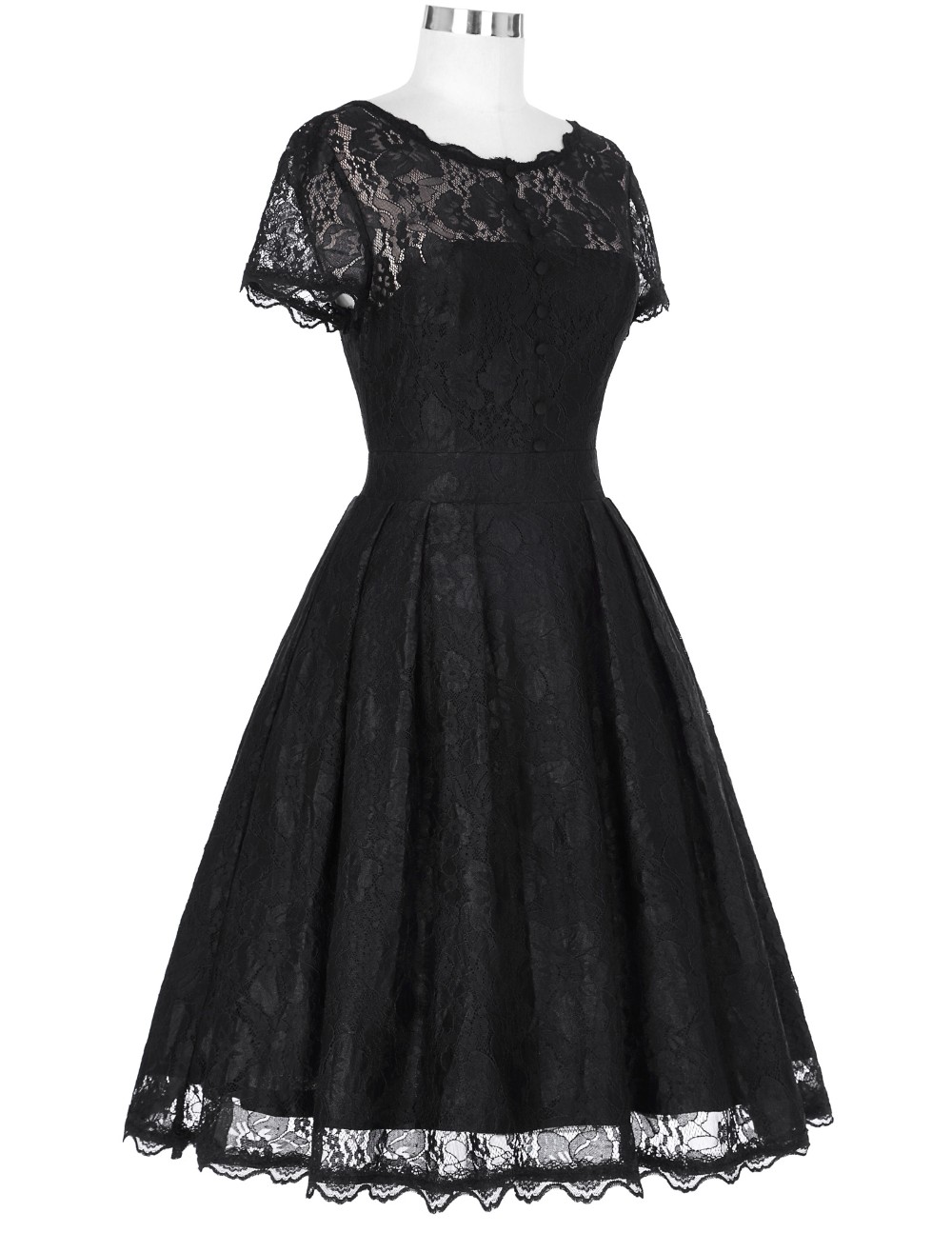 Fashion-Summer-Dress-Women-Rockabilly-Vestidos-Crew-Neck-Real-Picture-Elegant-Black-Lace-Dress-for-L-32757486030