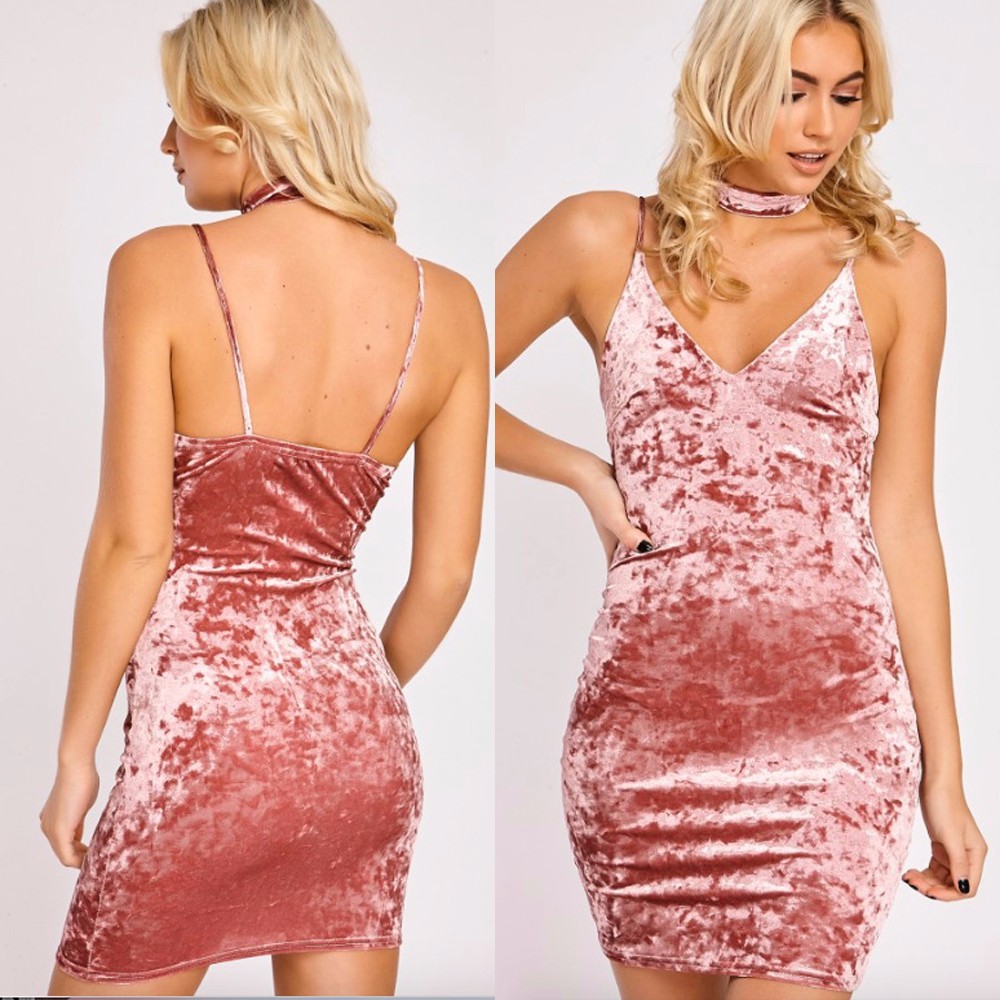 ForeFair-Trend-Sling-Sexy-V-neck-Backless-Bodycon-Party-Dresses-with-Collar-Purple-Pink-Khaki-Mini-S-32779909543