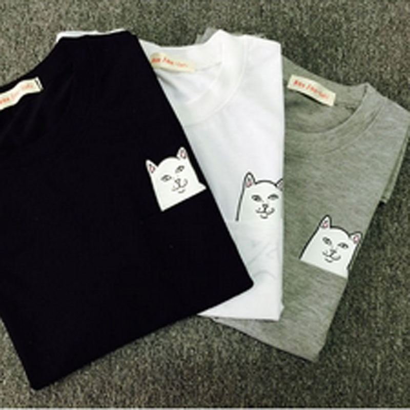 ForeMode-2016-Women-fashion-t-shirts-grey-plain-cat--T-shirts-black-cotton-t-shirt-grey-funny-cat-sh-32765335528