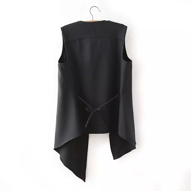 GCAROL-2017-Women-Irregular-Length-Vest-With-Sashes-Fashion-Summer-Spring-Thin-Waiscoat-BlackampWhit-32374285074