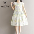 Girl-fashion-loose-College-Wind-cotton-long-sleeved-dress--new-female-Daisy-Print-Long-ladies-Spring-32721554358