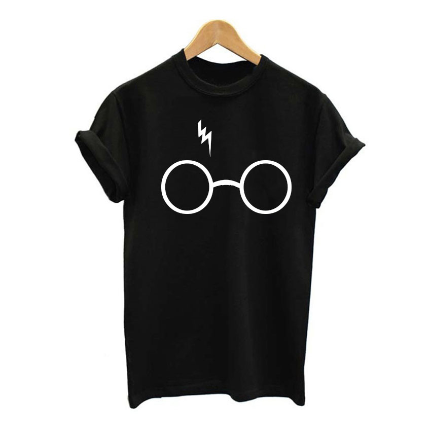 Gourd-doll-2017-Summer-Fashion-Women-Lightning-Glasses-Printed-T-shirt-female-Top-Tees-Black-White-C-32791126456