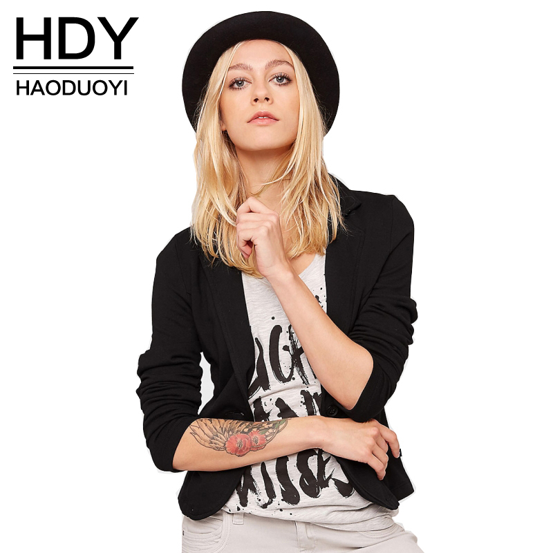 HDY-Haoduoyi-New-Fashion-Women-Jackets-Solid-Casual-Long-Sleeve-Short-Coat-Turn-Down-Collar-Basic-Sl-32763801155